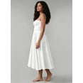 thumbnail image 5 of White Womens Spaghetti Strap Sweetheart Neckline Cinched Waist A-Line Midi Dress, 5 of 8