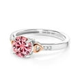 thumbnail image 5 of Gem Stone King 1.03 Cttw Pink Moissanite and White Diamond Solitaire Engagement Ring for Women | 925 Silver and 10K Rose Gold | Round 6.5MM | Wedding Engagement Anniversary Promise Ring| Size 9, 5 of 6