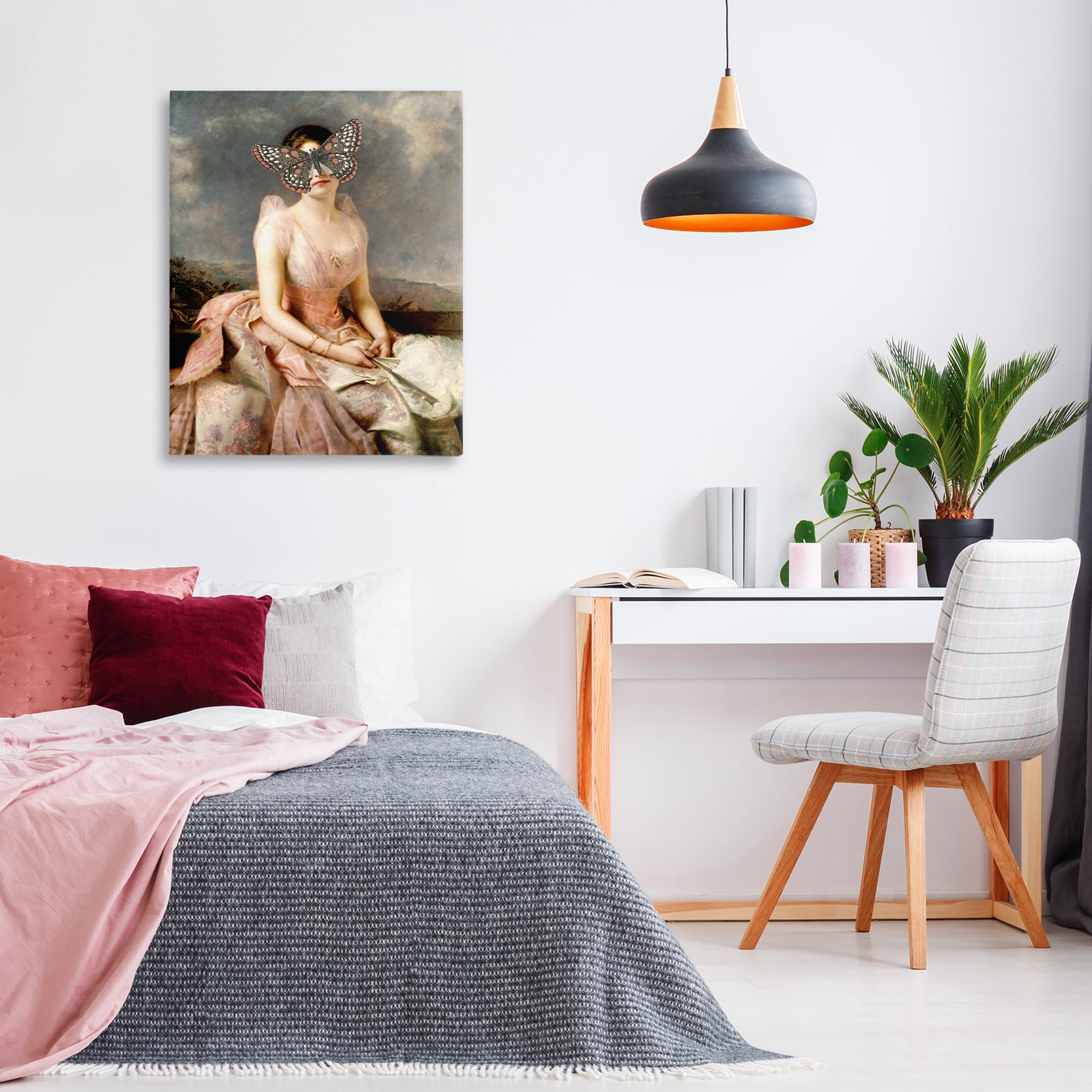 Stupell Industries Vintage Butterfly View People Painting Wrapped Canvas Art Print Wall Art, 30 x 40