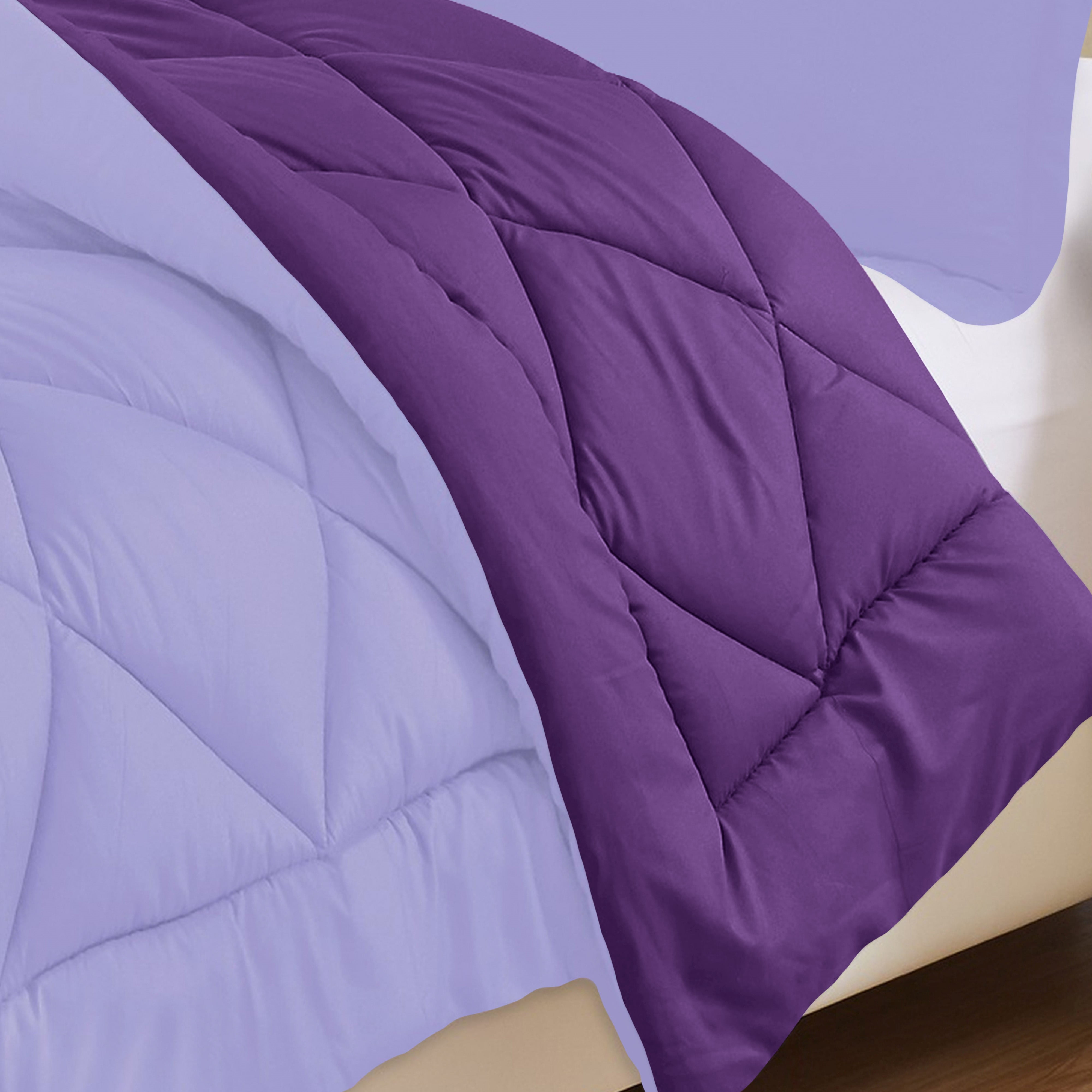 Reversible Down Alternative Comforter, Medium Weight Bedding for All Season Hypoallergenic-King/Cal King, Lilac/Purple