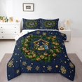 thumbnail image 1 of Christmas Bedding Queen Size Xmas Decorations Nativity Scene Bedding Comforter Sets, Religious Jesus Christmas Tree Comforter Set For Halloween Christmas Rustic Party Holiday Decor, Navy Blue, 1 of 5