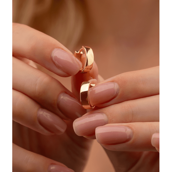 14K Solid Gold Dainty Hoop Huggies Earrings