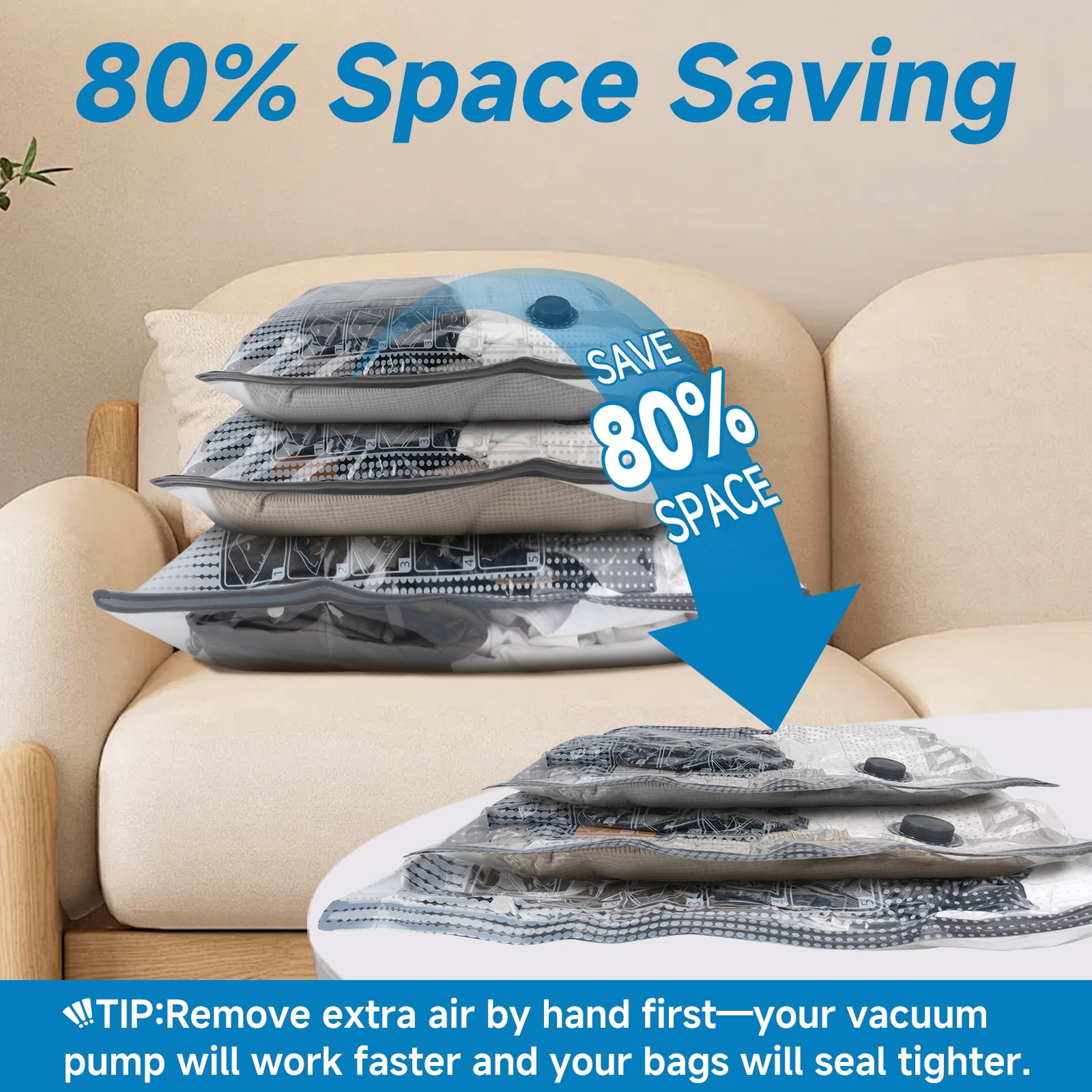 16-Pack Travel Vacuum Storage Bags with USB Electric Pump, 4 Sizes, Reusable Space Saver Bags for Clothes, Luggage & Home Storage