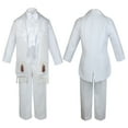 thumbnail image 3 of Baby Boy Christening Baptism Formal White Tail Suit Silver Gold Maria on Stole Sm-20, 3 of 4