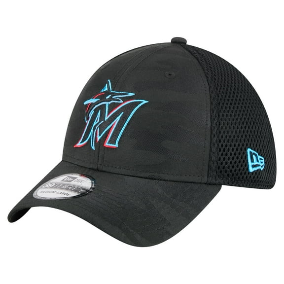 Men's New Era Black Miami Marlins Subtle Camo 39THIRTY Flex Hat