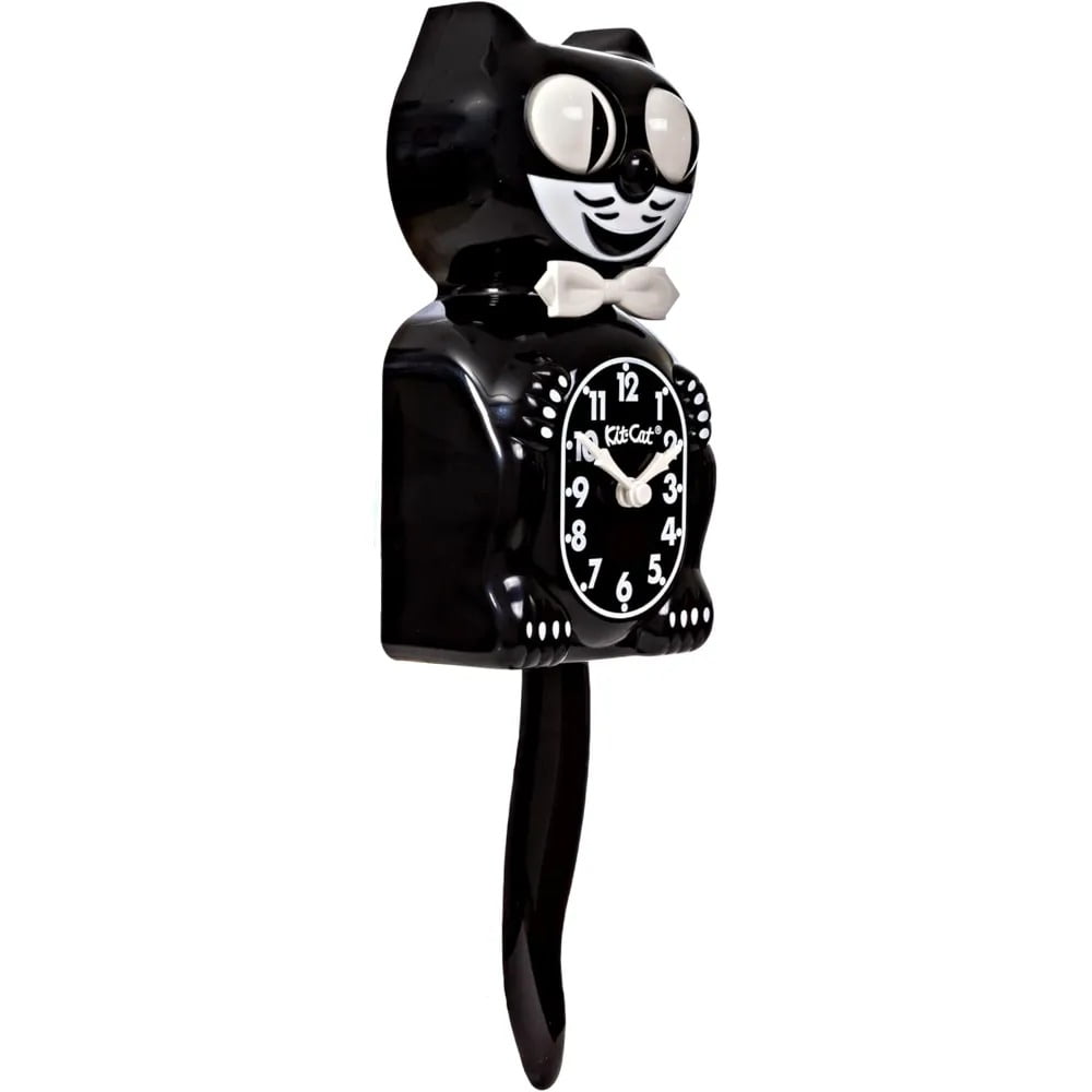 Kit-Cat Klock Gentlemen The Original (Classic Black) - Iconic Retro Cat Clock with Moving Eyes and Tail, Battery Operated Wall Clock, Perfect for Home Decor, Mid Century Modern Clock