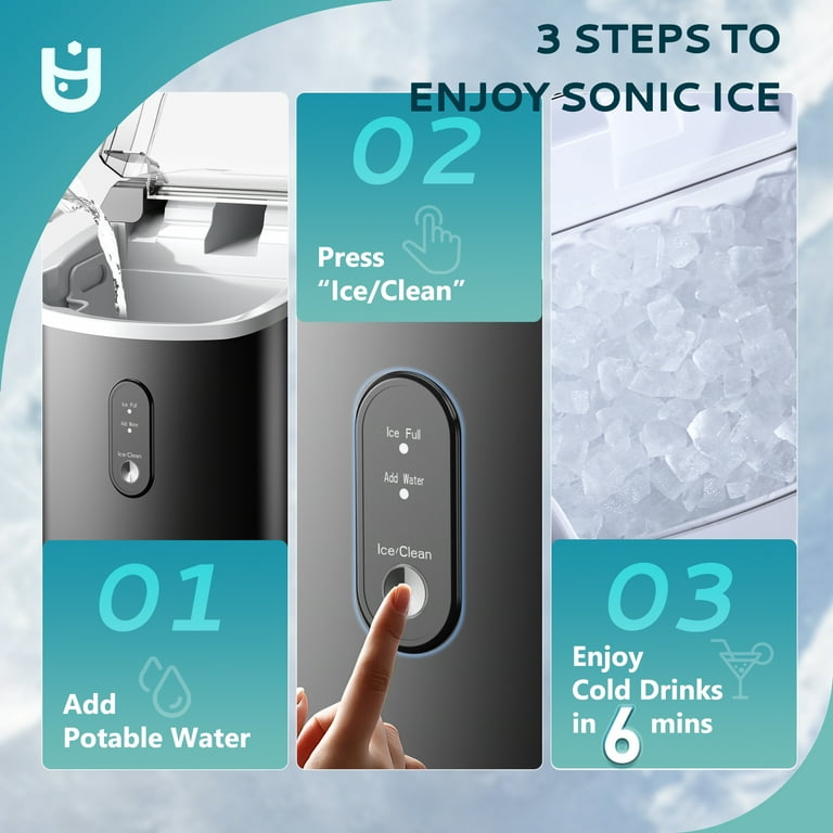 EUHOMY Nugget Ice Maker Countertop with Handle, Ready in 6 Mins