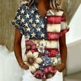 thumbnail image 4 of Mifsaly Short Sleeve Button Down Shirts for Women Lapel Collar V Neck Blouses Patriotic Hearts American Flag Print Independence Day Tops 2026 L, 4 of 6