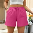 thumbnail image 6 of Plus Size Women's Solid Color Elastic Waist Strap Casual Cotton Blend Shorts for Plus Size with Pockets, Athletic Gym Fitness Running Summer, Womens Shorts Capri Pants | UKHCCC,Hot Pink 4XL, 6 of 8