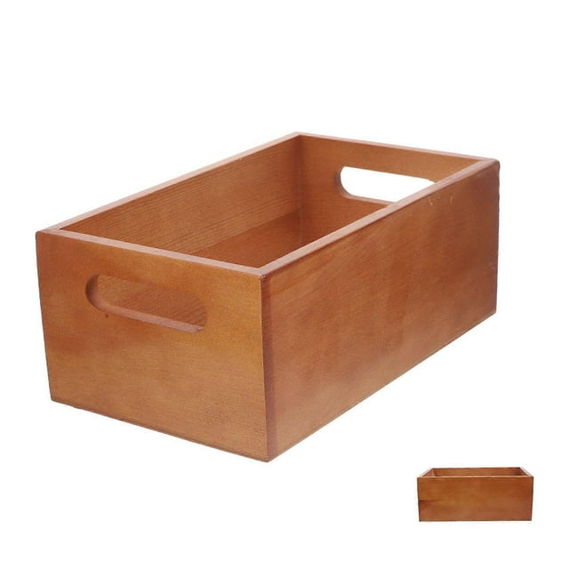 Desk Organizer Box Wooden Display Box Home Storage Box Craftsmanship Light Brown 9.8×5.9×3.9in 1Pcs