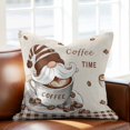 thumbnail image 2 of Vintage Funny Gnome Throw Pillow Cover Coffee Time Brown Plaid Farmhouse Cotton Linen Cushion Cover Throw Pillow Case with Invisible Zipper for Couch Sofa Bed Chair Car 24x24 Inch, 2 of 14