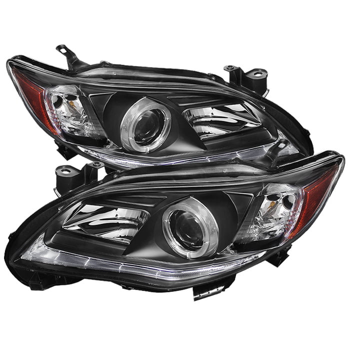 For Smoked 2009-2010 Toyota Corolla Halo Projector Headlights w/Daytime DRL LED