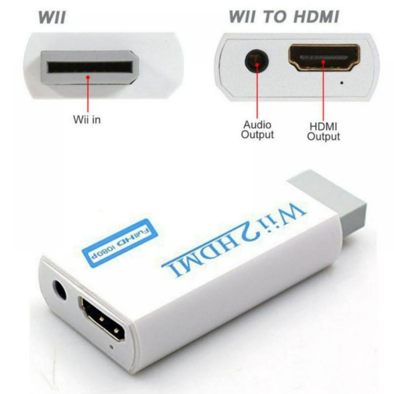 Wii til HDMI Full HD-adapter med 3,5 lydudgang