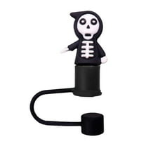 Halloween Straw Toppers, Silicone Halloween Straw Covers Lids, Bat Cap Stopper Ghost Pumpkin Skull Straw Top for 30&40 Oz Tumbler, 10mm 0.4in, 1 Pcs, 3.15Inches