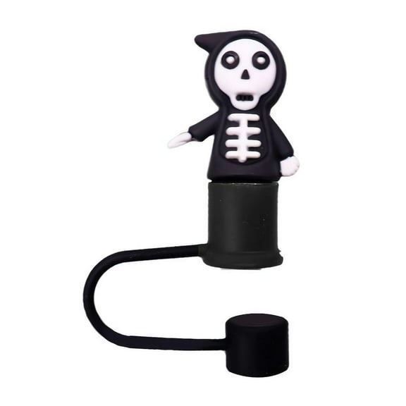 Halloween Straw Toppers, Silicone Halloween Straw Covers Lids, Bat Cap Stopper Ghost Pumpkin Skull Straw Top for 30&40 Oz Tumbler, 10mm 0.4in, 1 Pcs, 3.15Inches