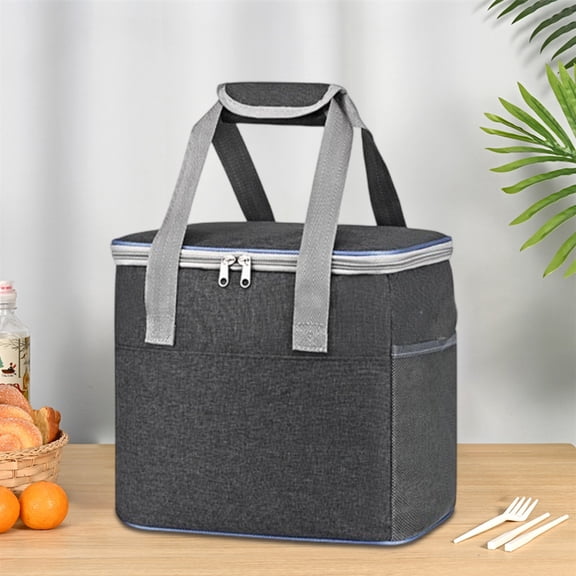 Insulated Thermal Lunch Bag with Shoulder Strap - Leakproof Food Tote for Outdoor Commute Travel Picnic Storage(Navy)