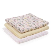 Parent's Choice Muslin Extra Large Swaddle Blankets, 3-Pack, Floral Pink and Yellow, Infant Girl, 100% Cotton