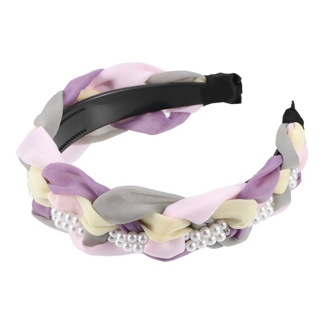 Diadema Con nudo de tul Unique Bargains perla brillante rosa morado 1,18 pulgadas 1 pieza