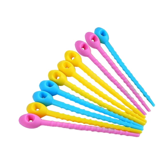 50PCS Silicone Ties Multi-purpose Plastic Bag Sealing Clip Food Bag Binding Ties Reusable Rubber Tie Silicone Wire Organising Tie (Random Color)