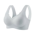 thumbnail image 2 of Womens Seamless Wireless Bra, Wide Strap V-Neck Breathable Casual Comfortable Smoothing Shaping Brassiere Blue Front Close Bra M, 2 of 5