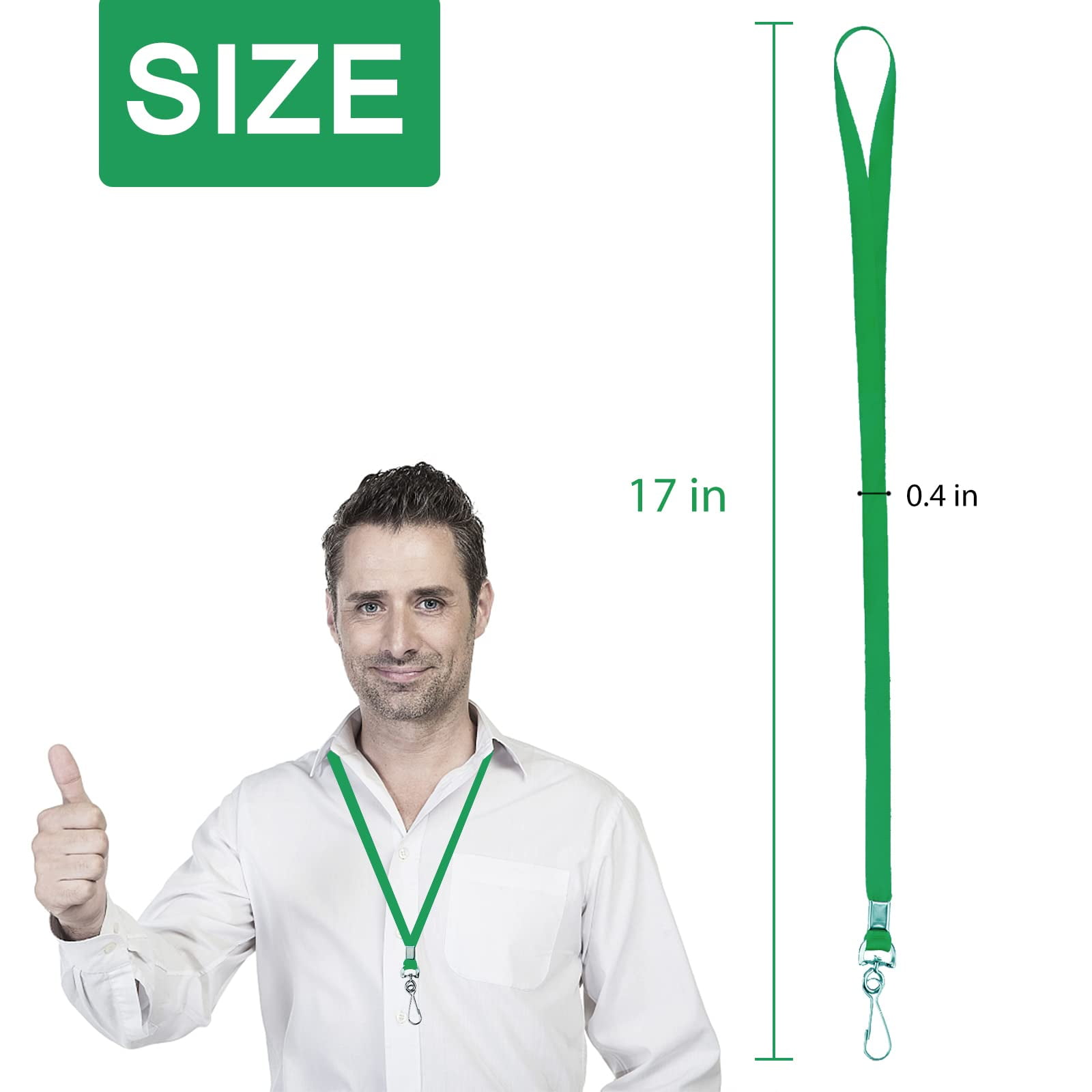 Green Lanyards Bulk 50 Packs For Id Badges With Swivel Hook Clips Name Tag Lanyard Holder