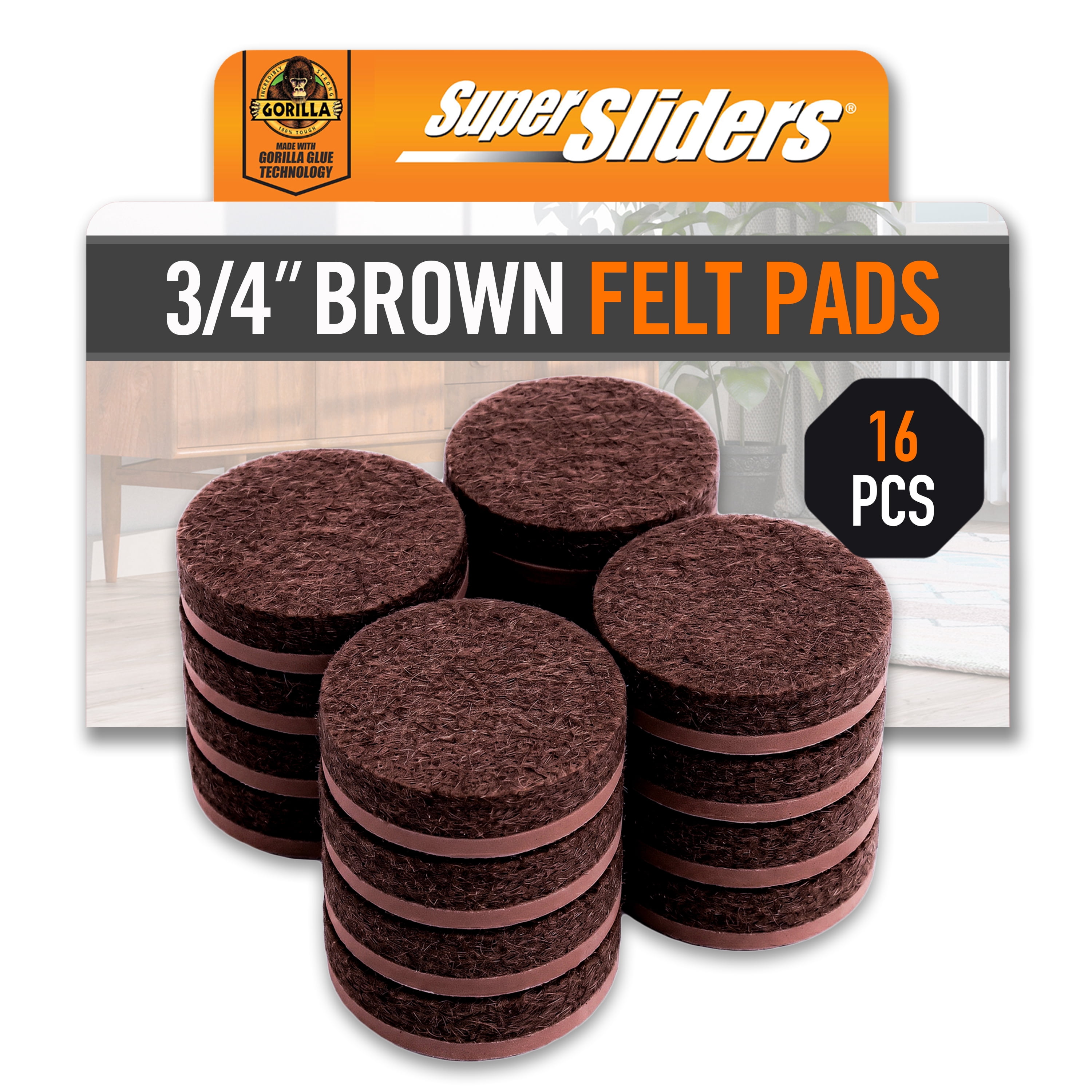 SSGG 3/4 Round Brown Felt Pads 16 Pack