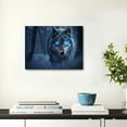 thumbnail image 4 of JRXY  Wolf Painting Wall Art Wild Animal with Blue Eyes Picture Snow Forest Natural Landscape Prints on Canvas for Bedroom Living Room Stretched and Framed Home Decor 20x16inch, 4 of 6