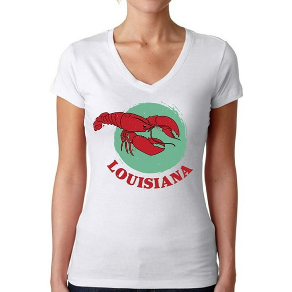 Louisiana Shirt for Women - V-neck - LA State USA Gift - Graphic Novelty Souvenir