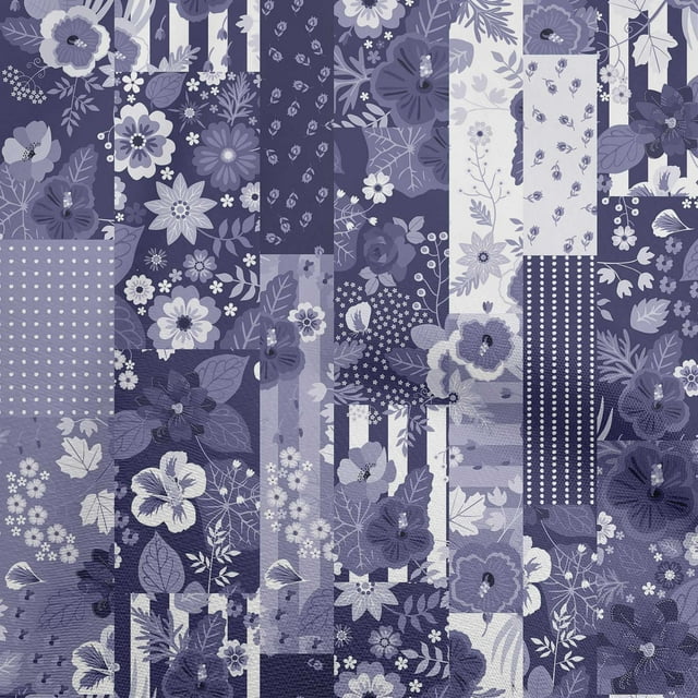 oneOone Polyester Spandex Dark Blue Fabric Asian Mix Floral Craft Projects Decor Fabric Printed By The Yard 56 Inch Wide