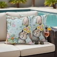 thumbnail image 4 of Turquoise Easter Bunny Outdoor Waterproof Pillow Covers, Spring Easter Eggs Floral Wooden Decorative Square Throw Pillowcase Sofa Cushion Sham for Patio/Couch/Chair, 18"x18" 2 Pack, 4 of 8