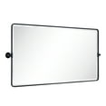 thumbnail image 3 of TEHOME Horizontal Farmhouse Black Metal Framed Rounded Pivot Rectangle Bathroom Mirror 54x28", 3 of 8