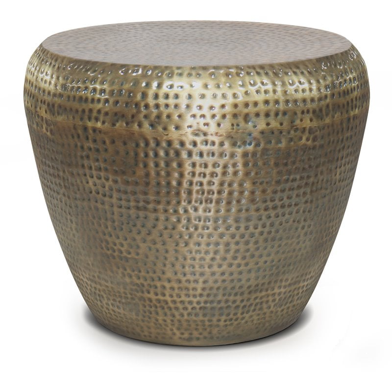 Allora 22 Metal Side Table In Antique Gold Com Allora 22 Metal Side Table In Antique, Textured Gold Accent Bedside Table