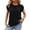 Black #039, variant on Women's Textured T Shirts Cotton Polyester Blend Petal Sleeve Casual Tops Crew Neck Ruched Loose Fit Tunic Tees for Summer Daily Wear, XL