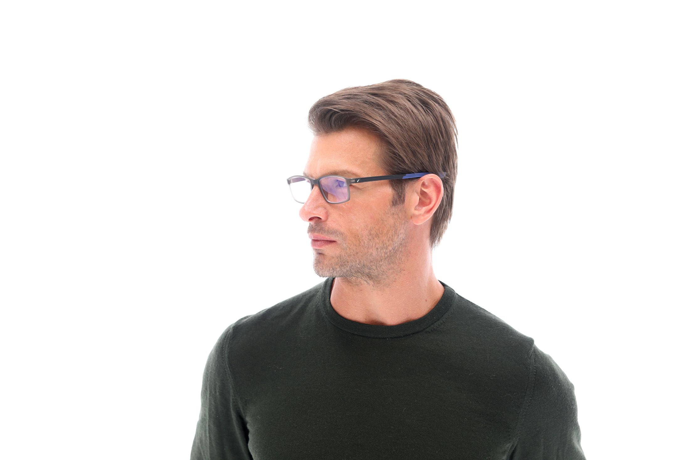 SAV Sportex Blue Light Protection Reading Glasses, Rectangle Full Rim Frame, 4200, +1.25, Blue