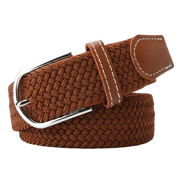 Hombres Mujeres Cinturón de lona de punto Cinturón web unisex Hebilla de café jinwen Cinturones de lona casuales para hombres