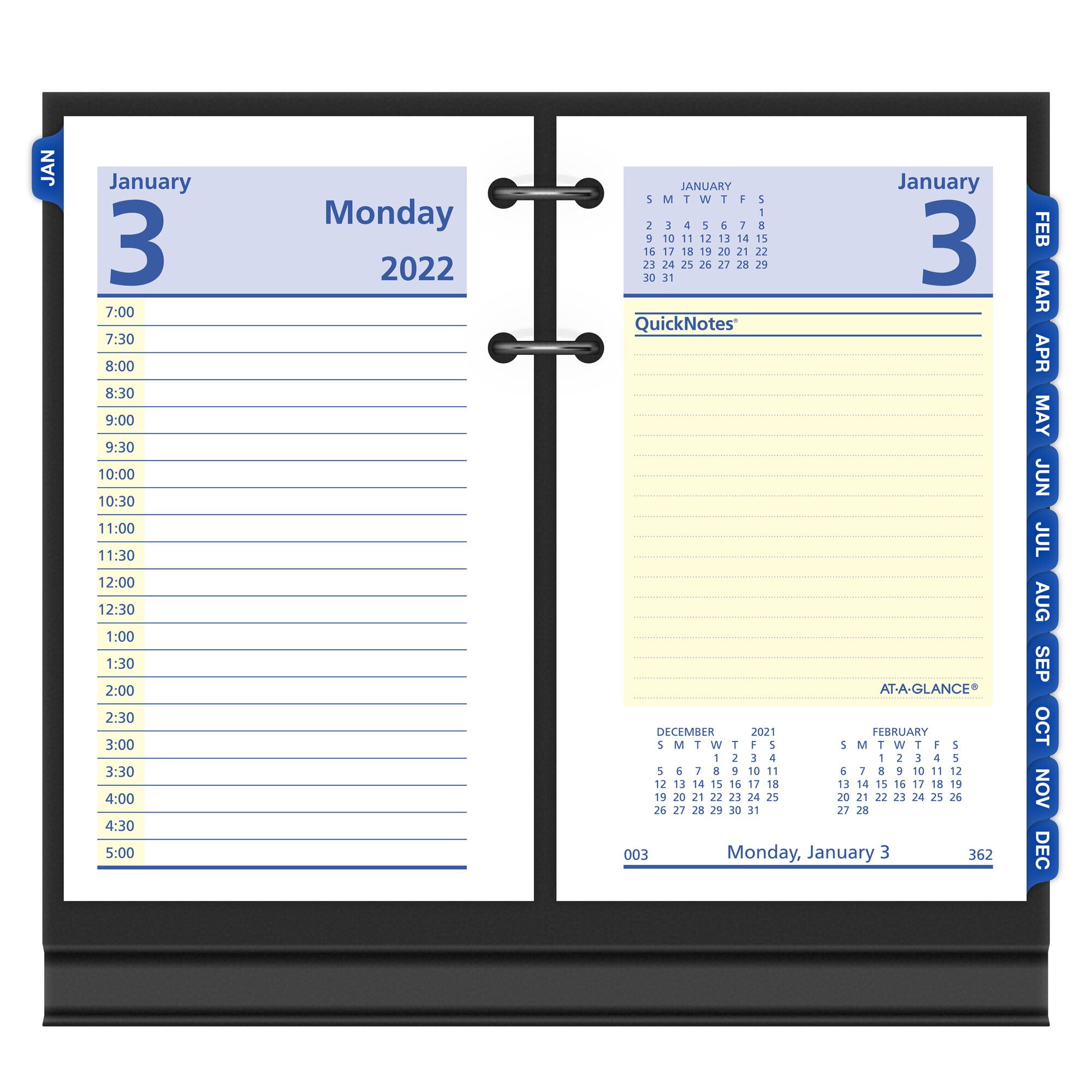 AT-A-GLANCE QuickNotes Daily Loose-Leaf Desk Calendar Refill, 3 1/2' x 6', January 2022 to December 2022 - E5175022