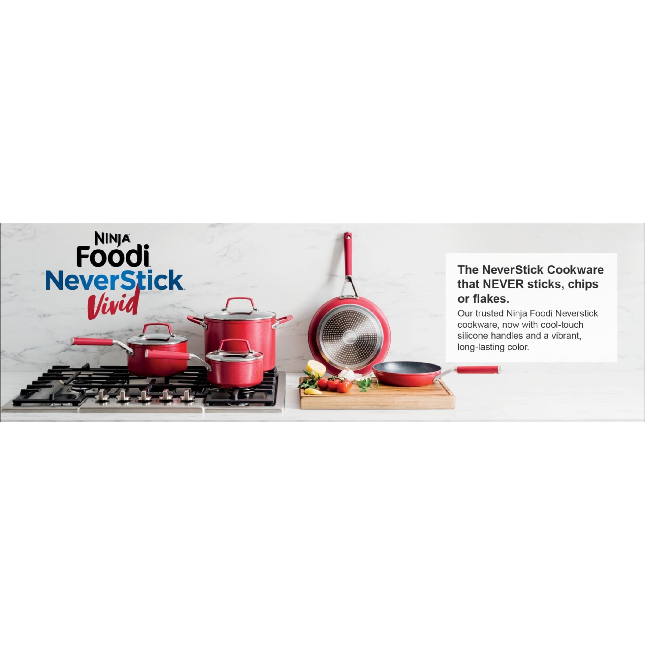 Ninja Foodi NeverStick Vivid 1.5 Quart Saucepan with Glass Lid, C20215 - Crimson Red