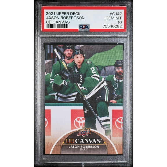Graded 2021 Upper Deck Jason Robertson #C147 UD Canvas Rookie RC Hockey Card PSA 10 Gem Mint