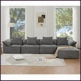 thumbnail image 2 of Modern Chenille L-Shaped Sectional Sofa, 5-Seat with Ottoman, Convertible Sleeper & Free Combination for Living Room, 2 of 18