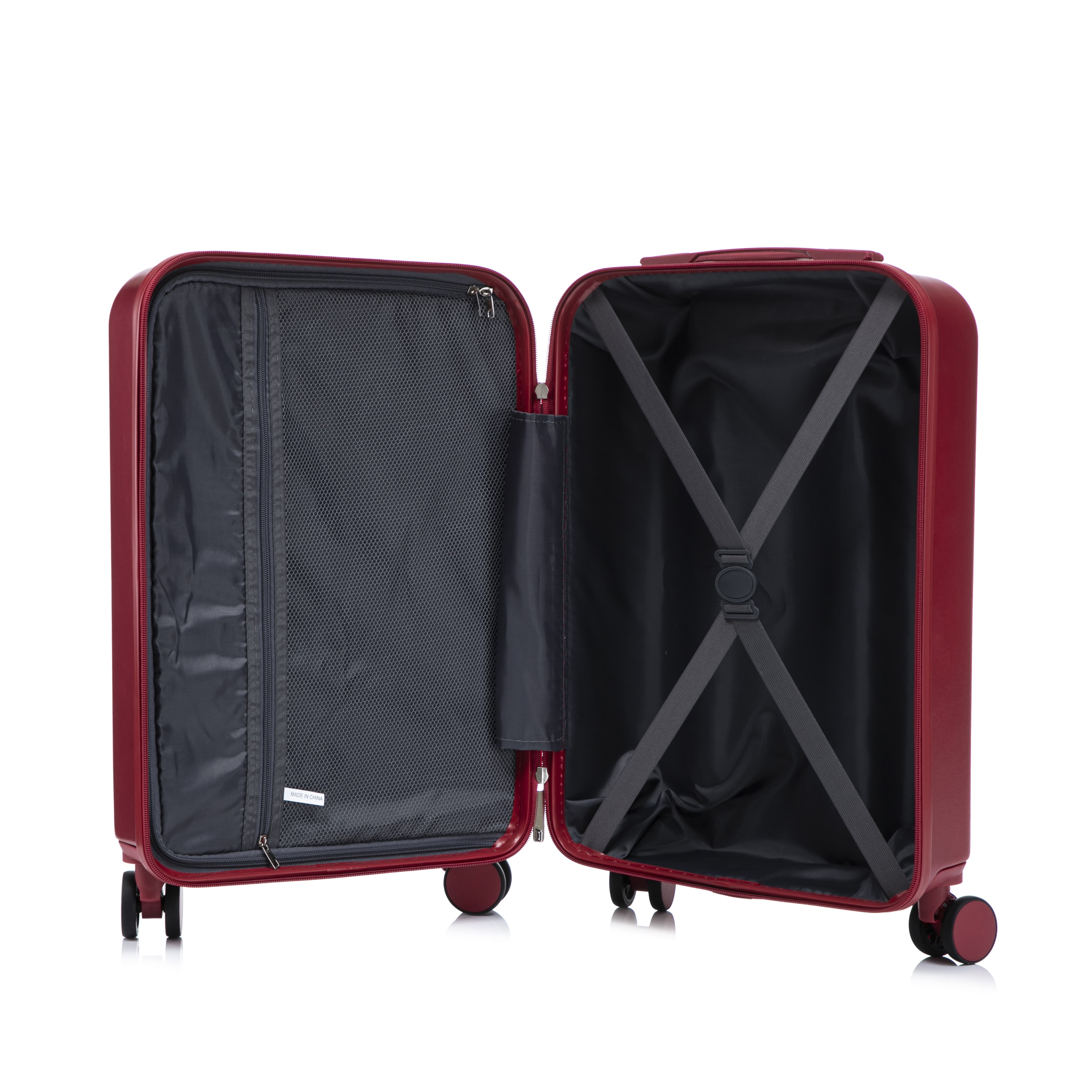 Leumius 2 Piece in ABS Spinner WheelLuggage Sets, HardsideSuitcase with CombinationLock,20 inch Carry OnLuggage 14 inch CosmeticCase,Red