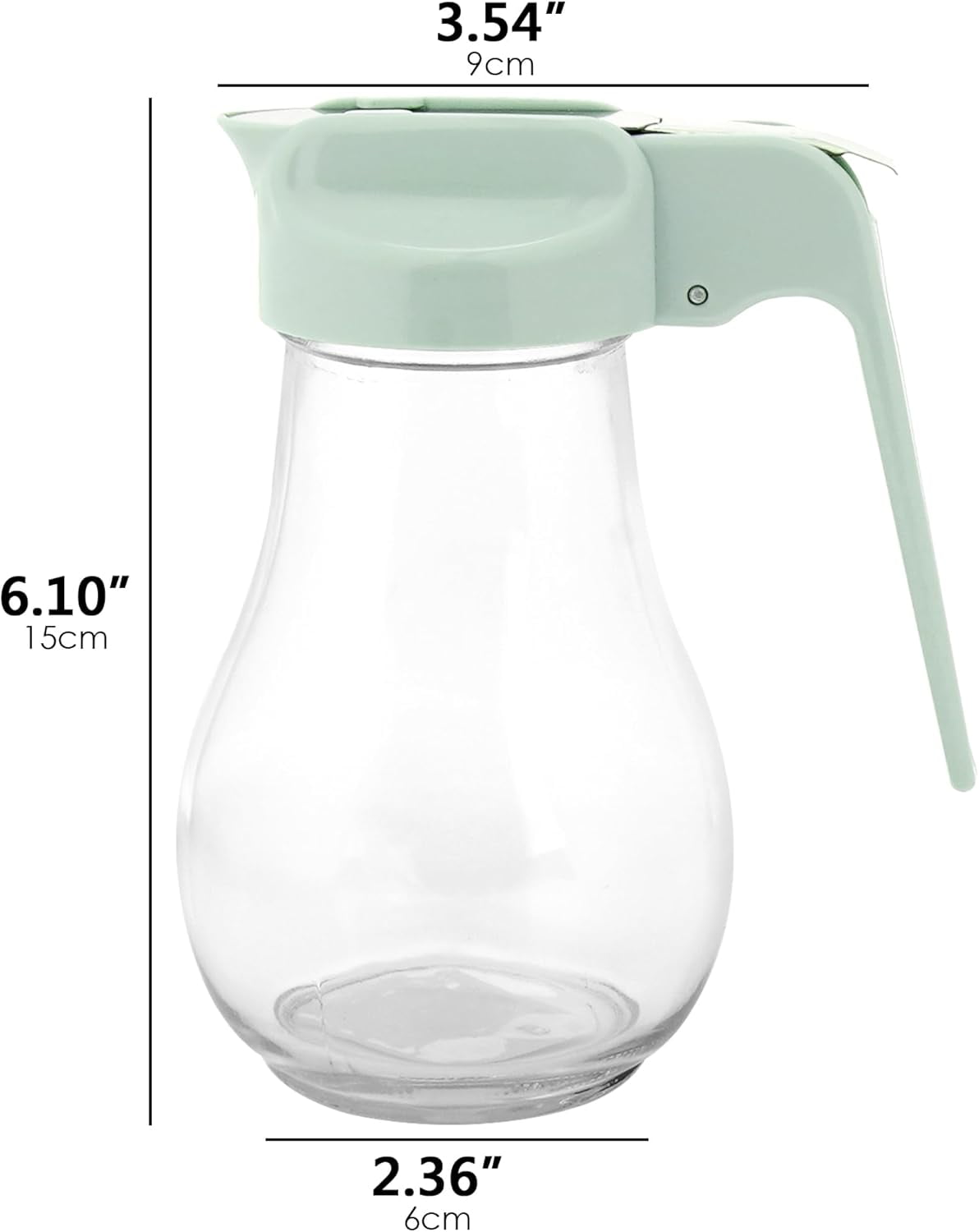 CATPAN 13.5 Oz Syrup Dispenser, No-Drip Pourers for Maple Syrup, Oil Dispenser Bottle with Non-Slip Handle, Honey Jar & Sirop Container, Reusable Syrup Bottle for Kitchen (Green)
