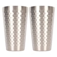 thumbnail image 1 of 2 vasos de cerveza de acero inoxidable de 450 ml con aislamiento de aire de doble pared, vasos de metal martillado para café, té y bebidas frías para exteriores., 1 of 14