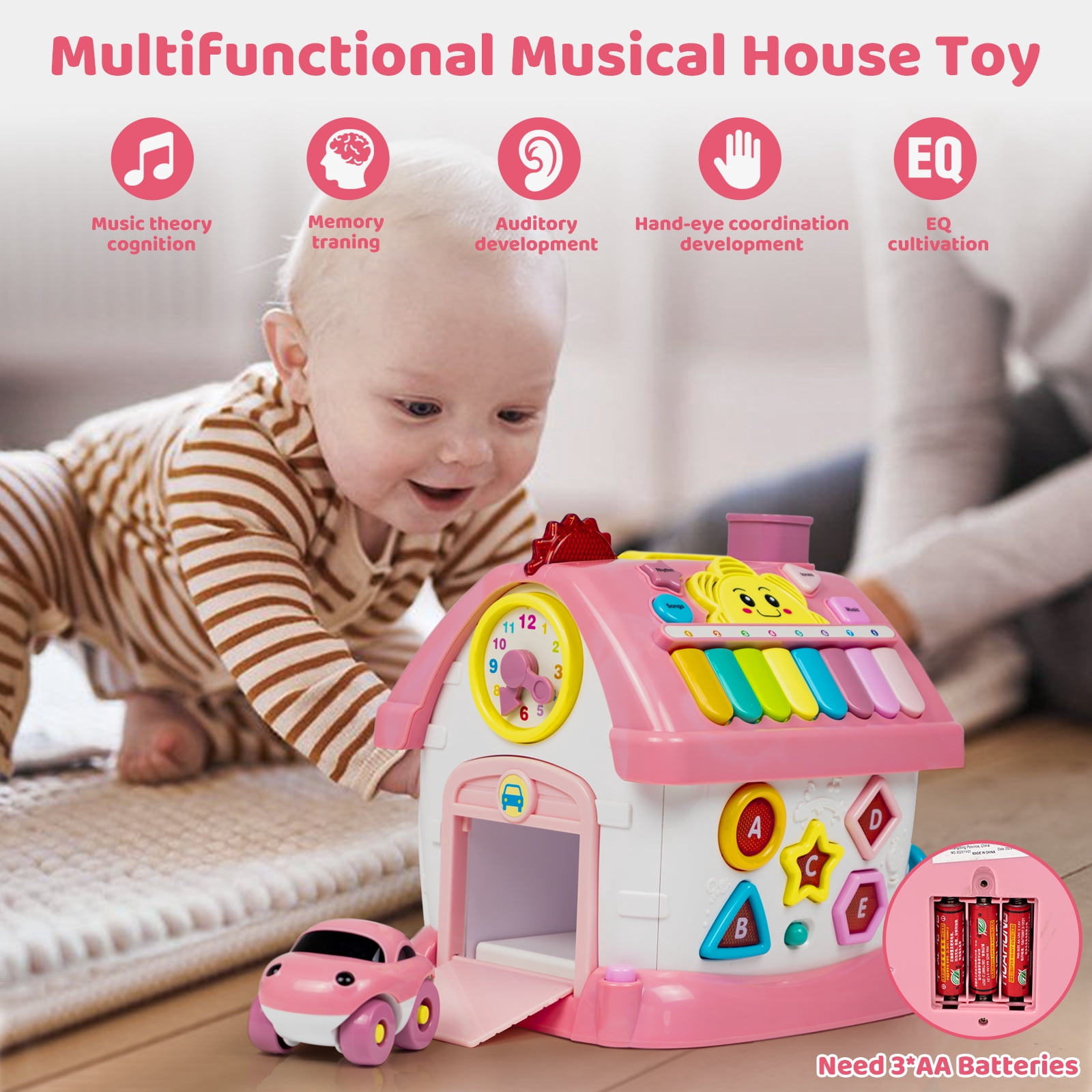 Marstone Toys for 1+ Year Old Girl Gifts, 8-in-1 Montessori Toddler Toys House with Learning and Playing, Christmas and Birthday Gifts for Kids Aged 1-2