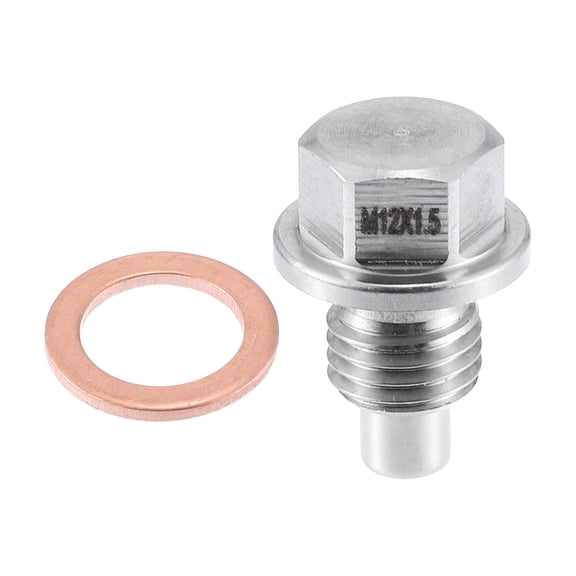 Unique Bargains Vehicle Engine Magnetic Oil Drain Plug M12x1.5 Stainless Steel with Copper Washer