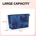 thumbnail image 3 of Leather Travel Bag Wash Bag Makeup Bag Storage Bag 7×5×2.4in For Daily Carrying And Short Trip Blue Geometric Lines_2, 3 of 8