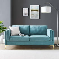 Modway Kaiya Performance Velvet Sofa in Sea Blue