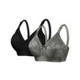 thumbnail image 3 of Xdegoge 2 Pcs Bra Set for Women Floral Lace Adjustable Straps Wireless Padded Support Underwear Decorative Bow Detail, Full Coverage All Day Brassiere, 3 of 3