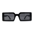 thumbnail image 1 of Womens Mod Minimal Rectangle Plastic Sunglasses All Black, 1 of 4