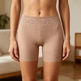 thumbnail image 3 of Women's Cooling Slip Shorts for Under Dresses Anti Chafing Shorts - 4-Way Stretch Nylon, Stay-Put Lace, Thin Waist,Light Brown 2XL, 3 of 5