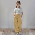 thumbnail image 2 of SUXIAN Girls Pants Medium And Large Children Casual Solid Color Drawstring Sweatpants Comfortable Yellow 150, 2 of 6